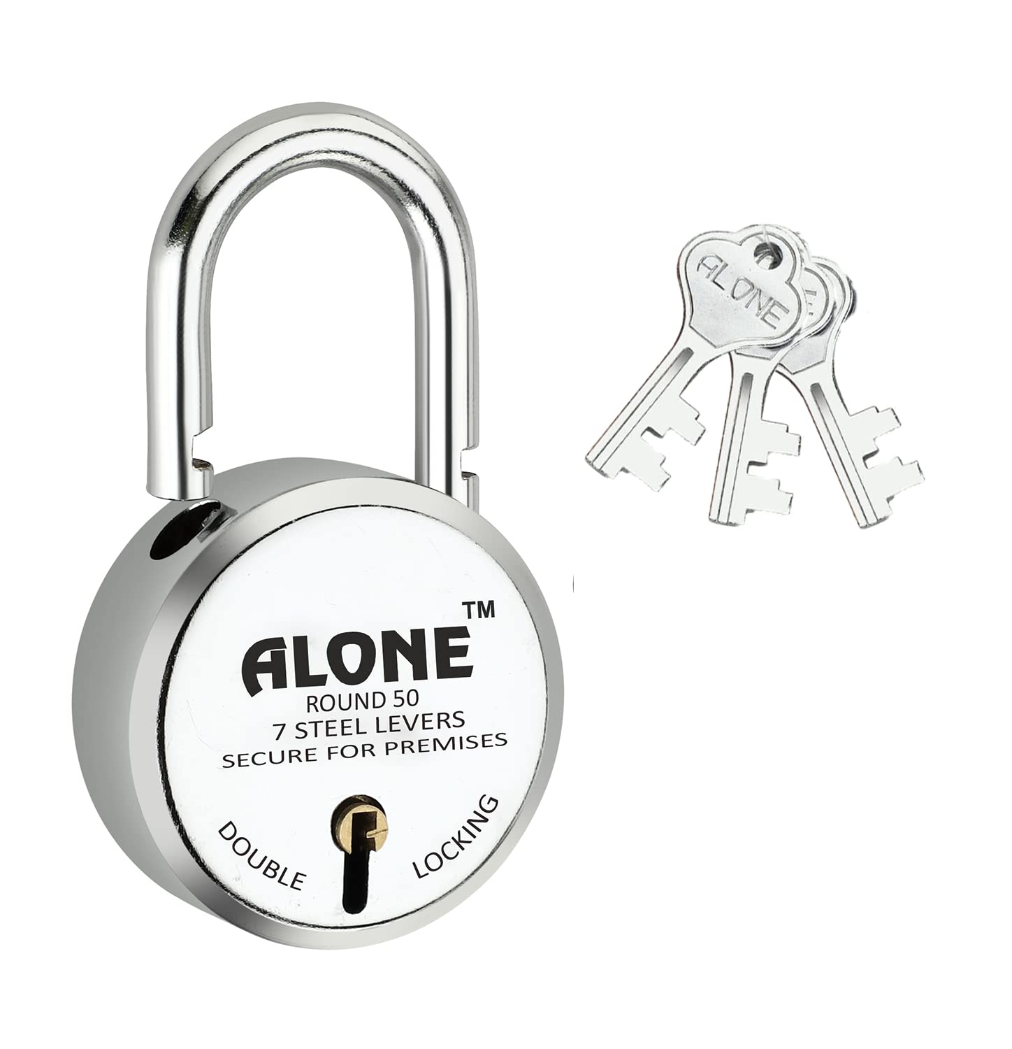 Alone Padlocks Small Size 50mm 6 Keys Lock | Hard Shackle Double Locking | Lock and Keys for Home Door Gate Shop Shutter Office, Chrome Finish Rust Resistance | Made in India (Pack of 01) — Amazon image 28
