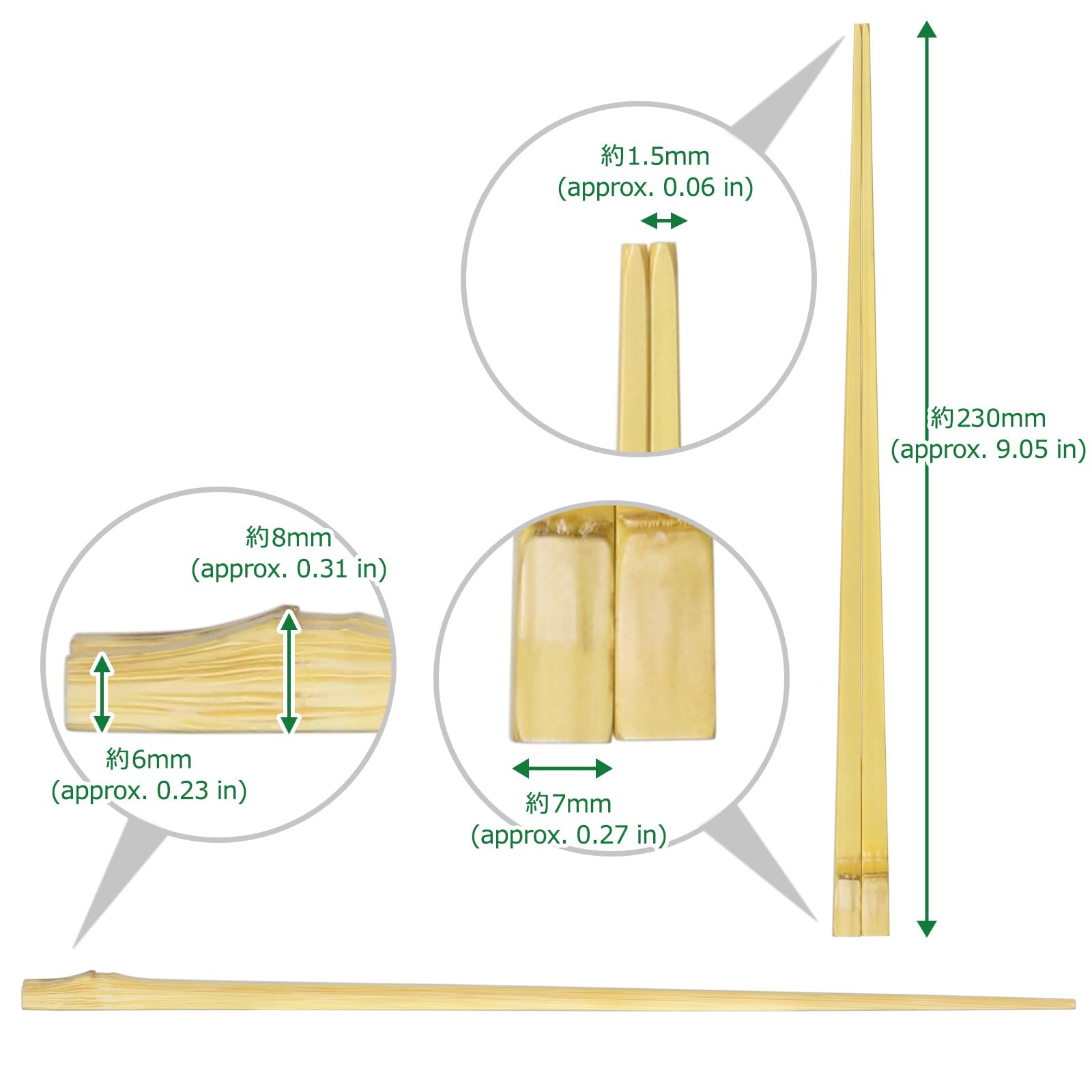 Bamboo Chopsticks with a Top Joint 9.05 in (230mm), White Bamboo, Japanese Tableware, Tapered Chopsticks, Reusable, Made in Japan — Amazon image 4