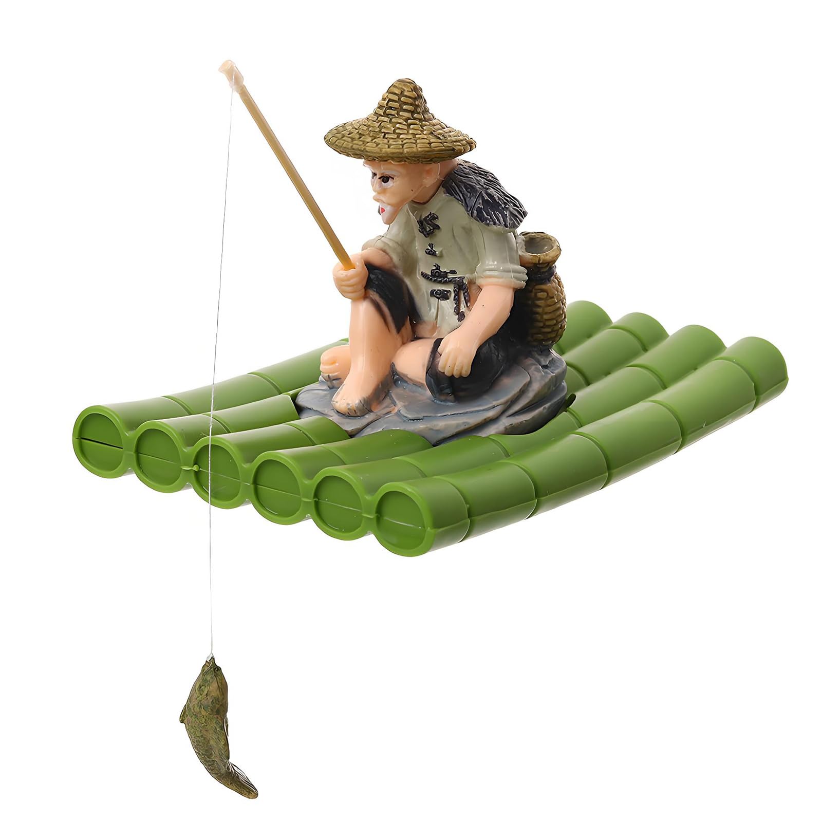 EXQIOUR Interesting Animal Model Old Chap Fence Statue Tiny Statues Aquarium Tanks Old Chap Figurines Ornament Fishing Fisherman Aquarium Landscape
