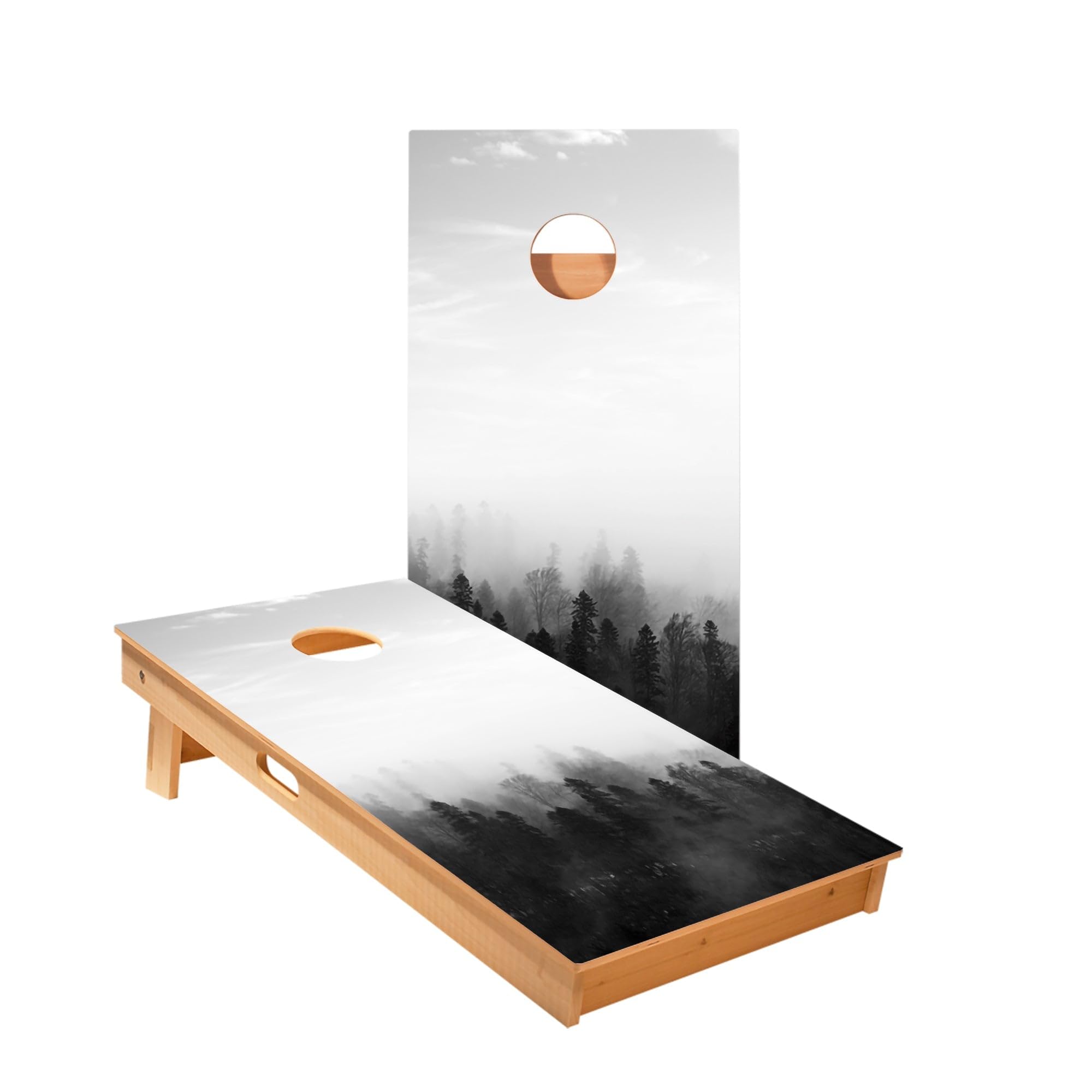 Skip's Garage Black and White Forest Cornhole Boards - Includes (2) Boards (Resin Bags) + NO Additional Accessories