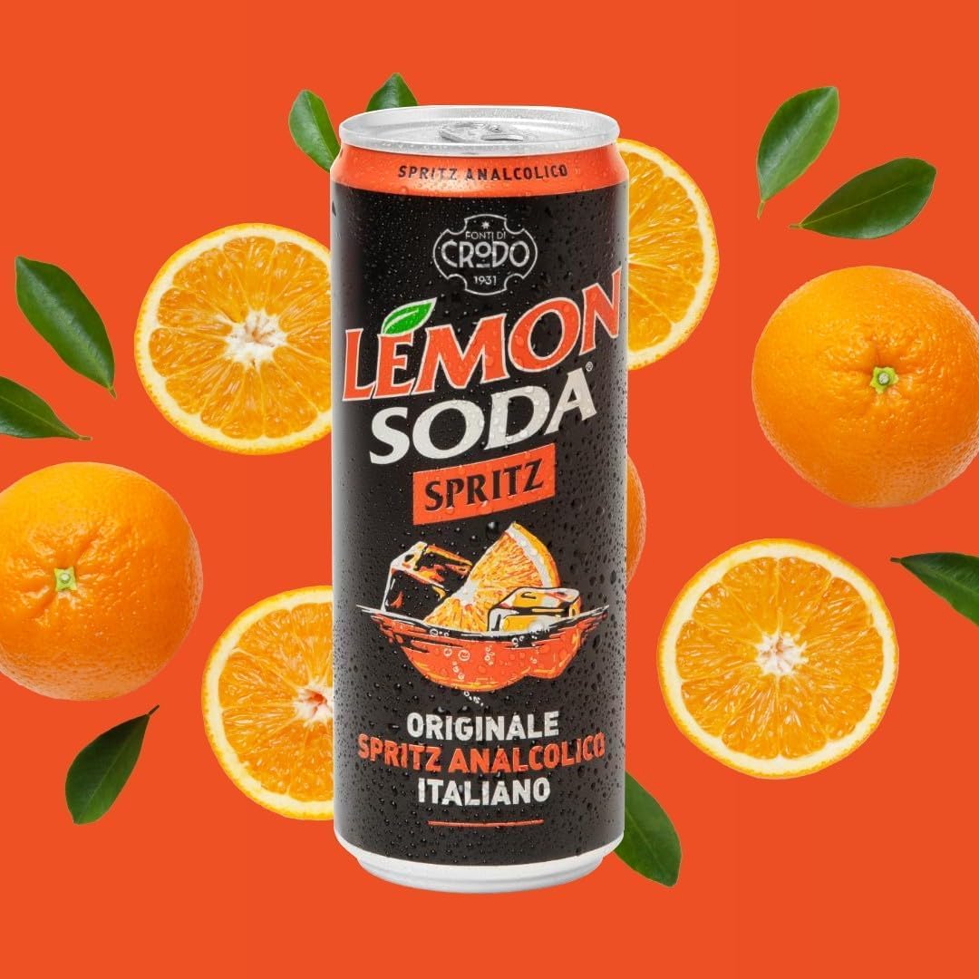 Italian Gourmet Bundle Lemon Soda Spritz 72x33cl + Italian Gourmet Polpa – alkoholfreier italienischer Spritz, Orange-Zitrus Aperitif, Dosengetränk, Party Vorrat