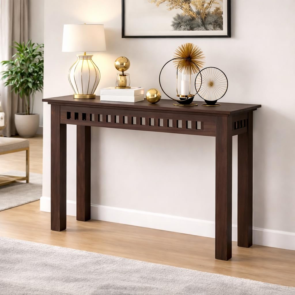 HANDWOOD FURNITURE Premium Sheesham Wood Console Table for Living Room | Wooden Side Table | Console Table for Home & Office | Best Furniture for Home | Walnut Finish