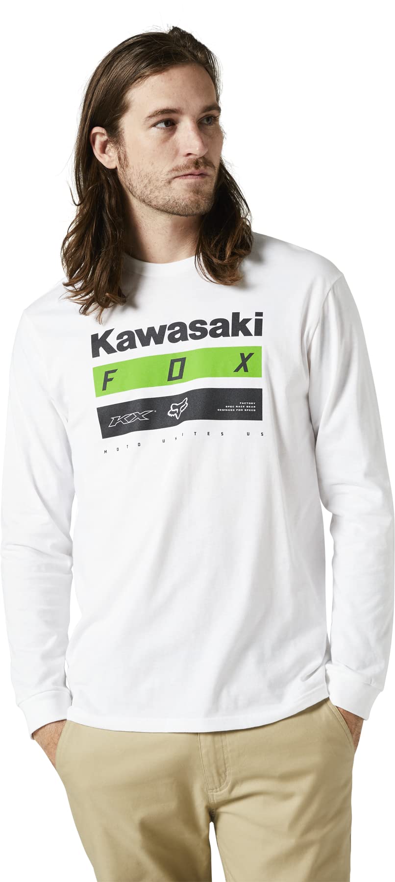Fox Racing - Kawasaki Stripes Long Sleeve Premium Tee,White,S