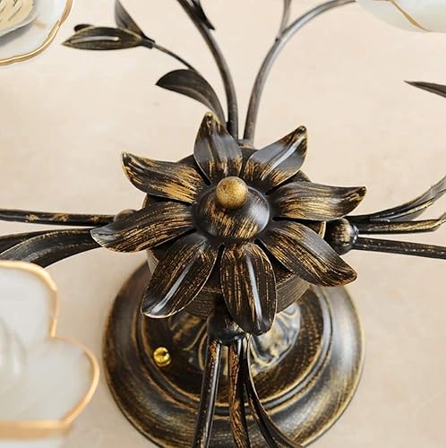 Miniatura 4 de Lámpara Antique Lámpara de techo con forma de flor retro americana, lámpara de techo semi empotrada E14*60W estilo campestre negro marrón pantallas