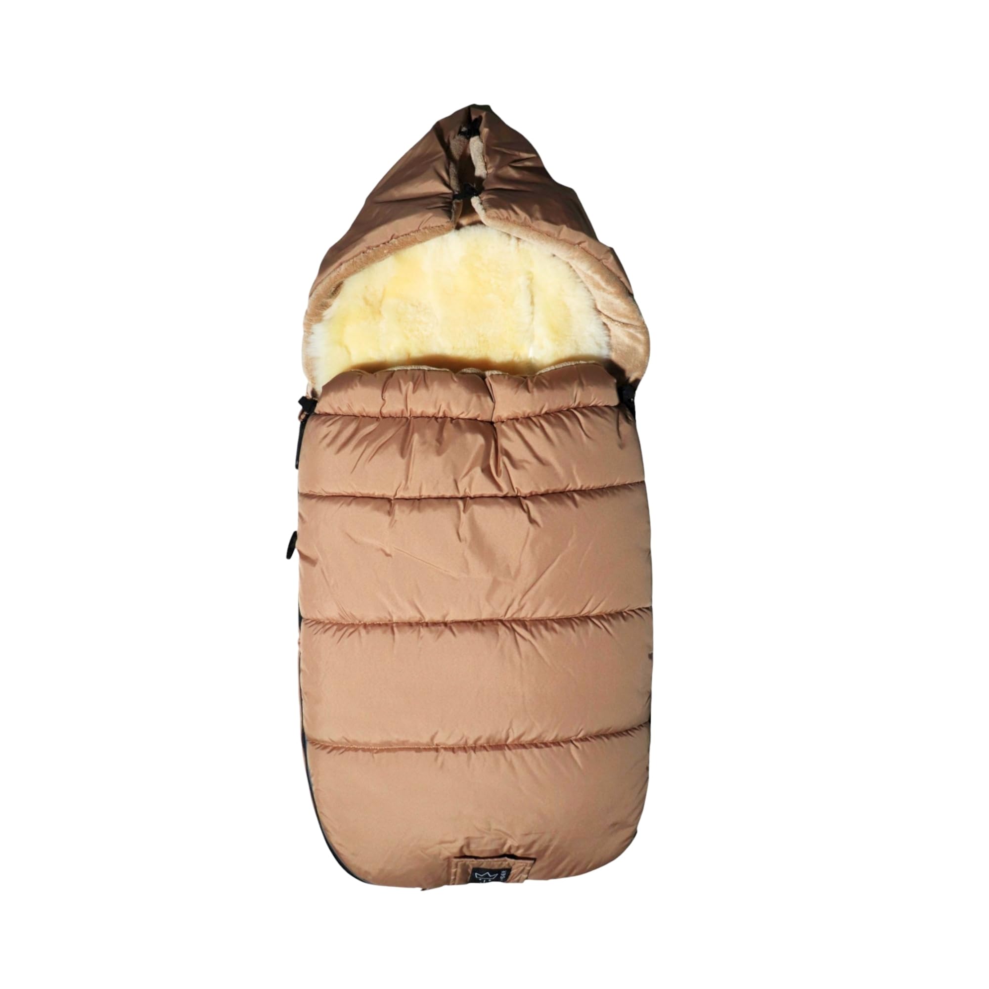 SHEEP Thermo Fußsack mit Lammfelleinlage, 100x45cm, Universal Kinderwagen, Wasserabweisend, Reflektorstreifen (sand)