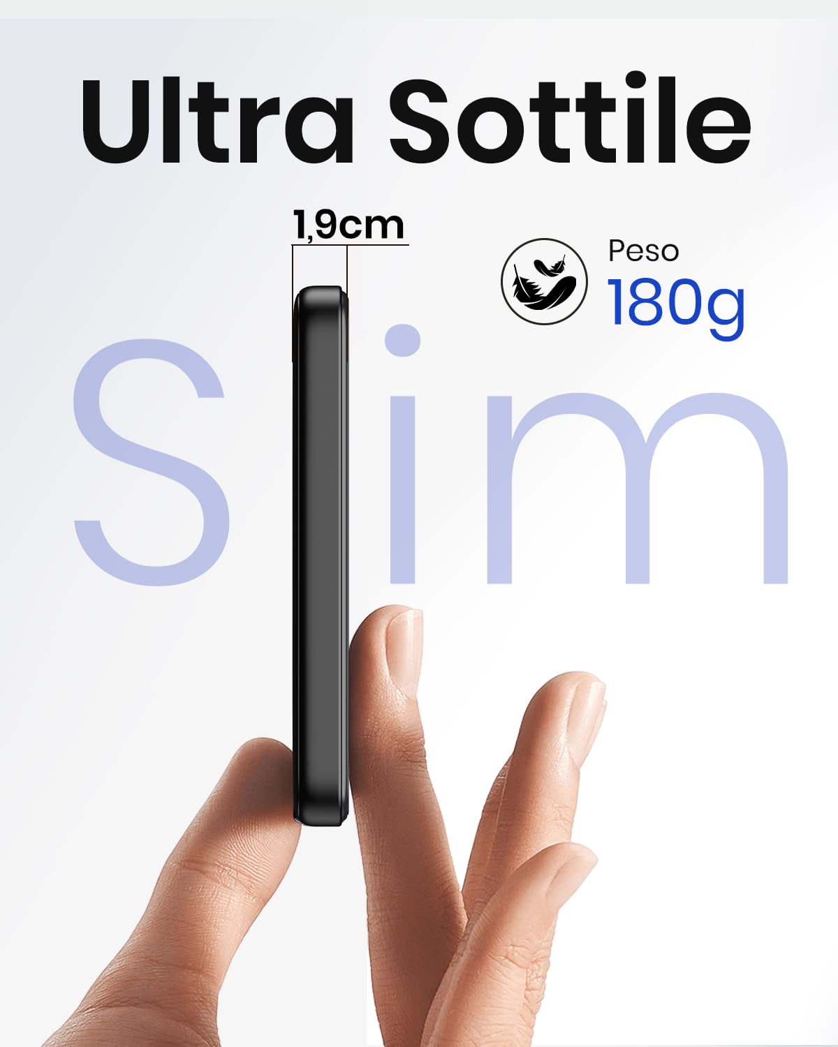 Magnetico-Power-Bank-Wireless-10000mAh - Riapow PD 20W QC 3.0 Ricarica Rapida Powerbank, Caricabatterie Portatile con Ingresso e Uscita USB C e Display LED per IPhone 16/15/14/13/12 (Nero)