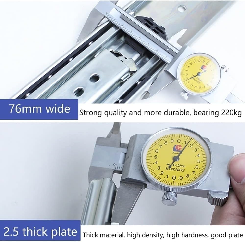Three-Stage Drawer Runners 485-pound Load Capacity Suitable for Cabinets and Furniture(1 Pair)