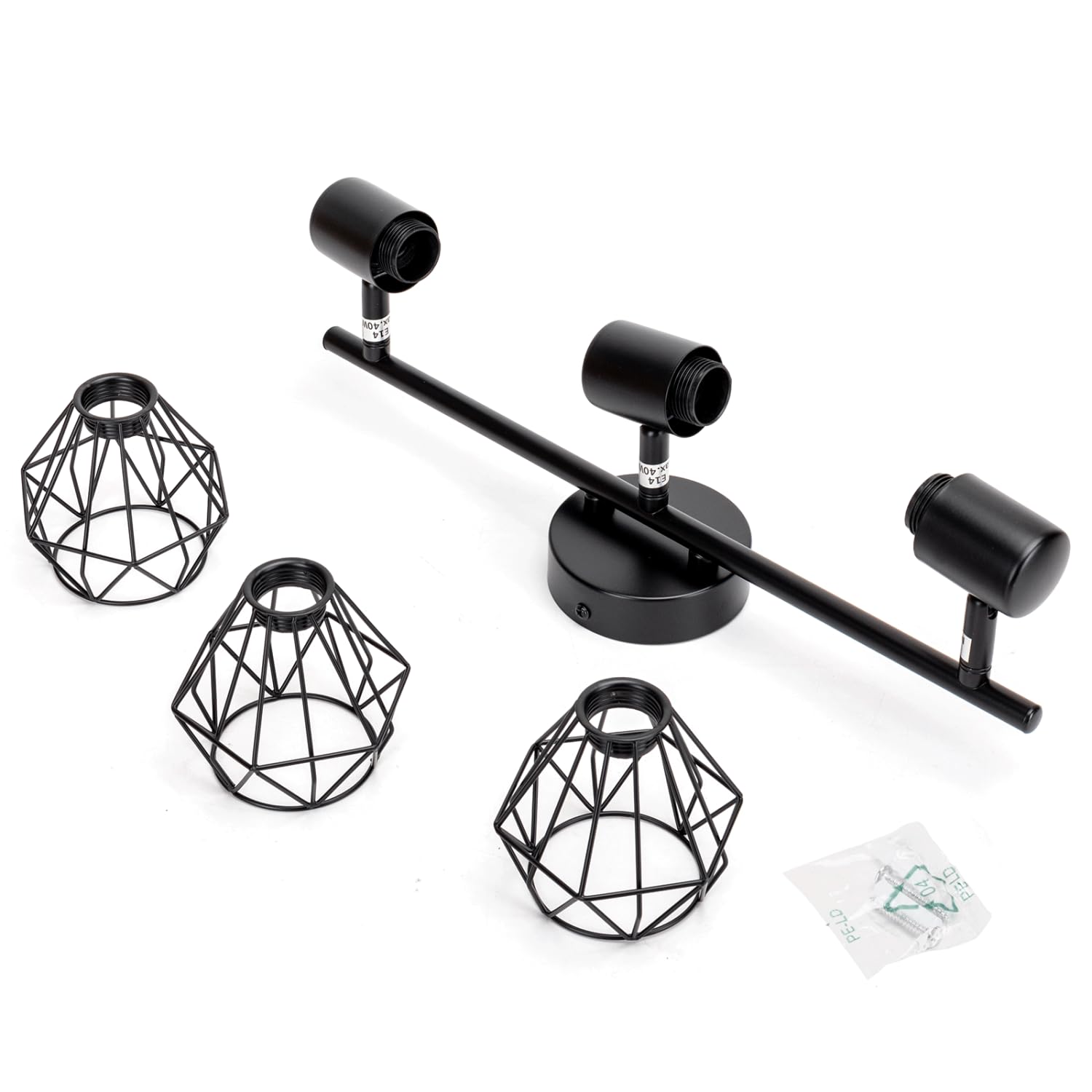 Aigostar LED Deckenstrahler Schwenkbar, Deckenleuchte E14 3 Flammig Schwarz, Spotleuchte Wand, Deckenlampe Spots Led, Wandstrahler für Küche, Wohnzimmer, Schlafzimmer, Ohne Leuchtmittel, 2 Stück