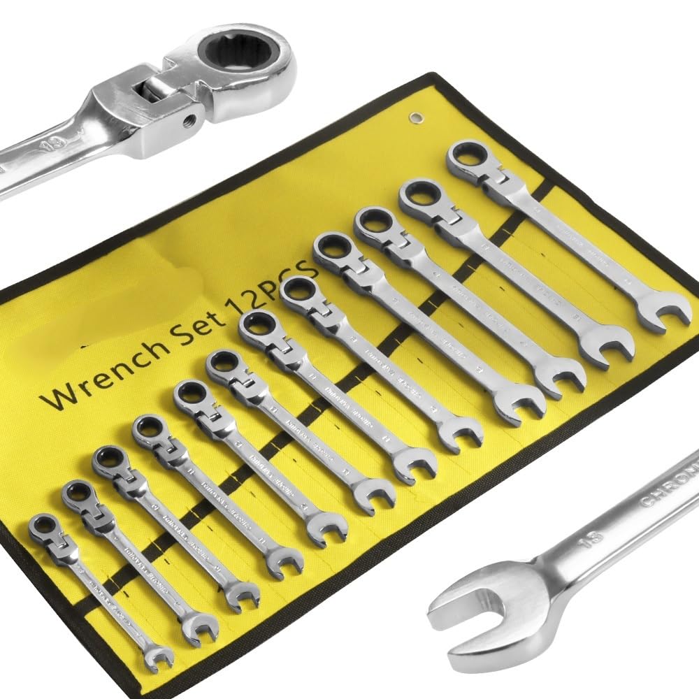MaulschlüSsel Set Ratschenschlüssel-Set mit flexiblem Kopf – metrische Ratschen-Maulschlüssel, Zahnradschlüssel-Set, Autoschlüssel-Reparatur-Werkzeug-Set SchraubenschlüSsel Set (Color : 7 pcs)