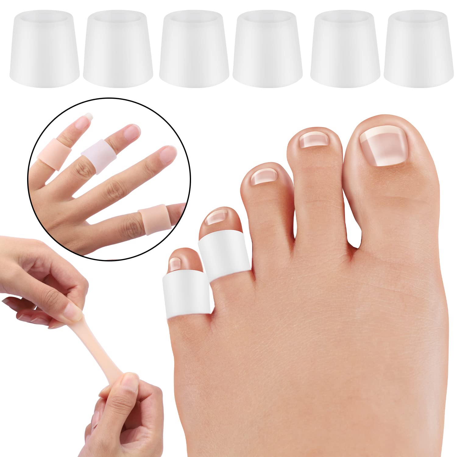 20 protectores de silicona para los dedos de los pies, protectores de dedos pequeños, protectores de dedos para los pies, almohadillas para la fricción que reducen la formación de ampollas, callos