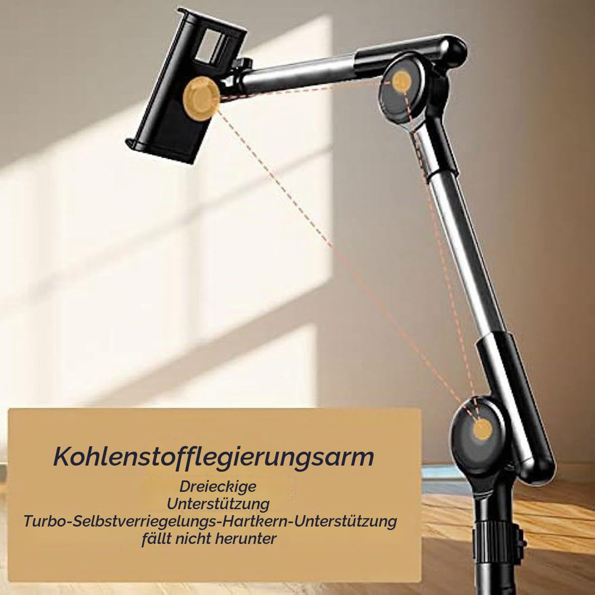 Niumowa Tablet Bodenständer Verstellbar 360° für 4.7-13 Zoll, Schwarz | Stabiler Standfuß für Bett, Couch, Schreibtisch & Küche. Kompatibel mit iPad, Kindle, Samsung & Tablets. Rutschfeste Basis.
