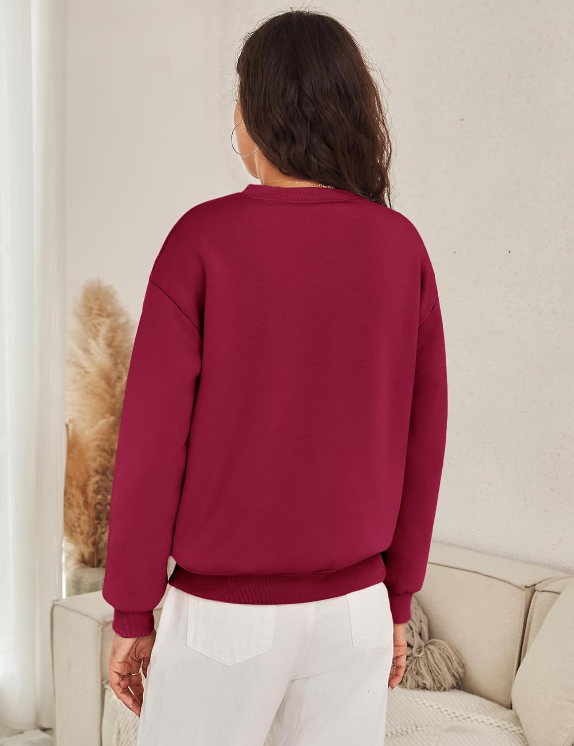 Flygo Women's Winter Fleece Sherpa Lined Sweatshirt Crewneck Pullover Long Sleeve Thermal Warm Thick Heavyweight Tops - Image 4