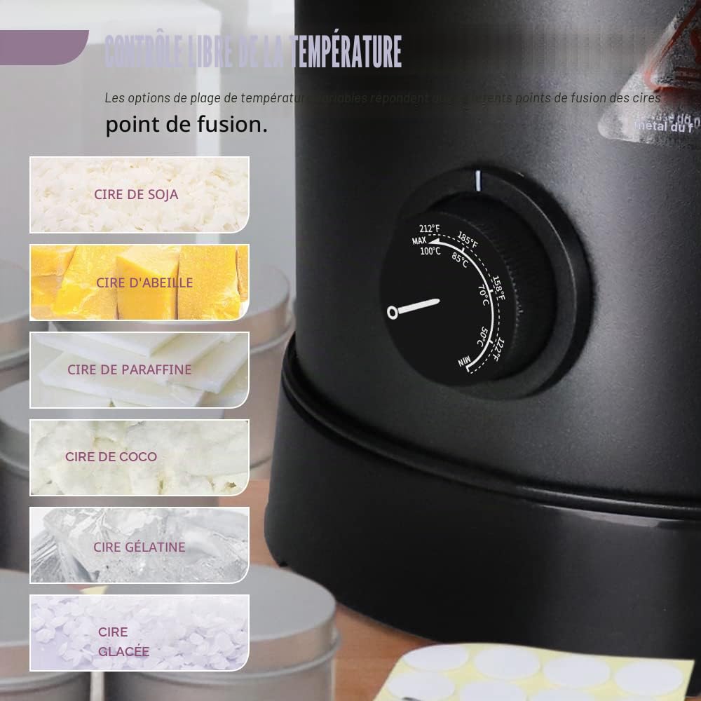 TOAUTO Fabrication de bougies, conteneur de fonte de cire électrique contient 8L de cire fondue avec noyau chauffant, bec et design de fond pour entreprise commerciale de bougies