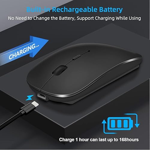 Miniatura 5 de Ratón inalámbrico, mouse Bluetooth para MacBook Pro/MacBook Air/computadora portátil/PC/Mac/iPad pro/computadora, Bluetooth 5.2/3.0 y receptor USB