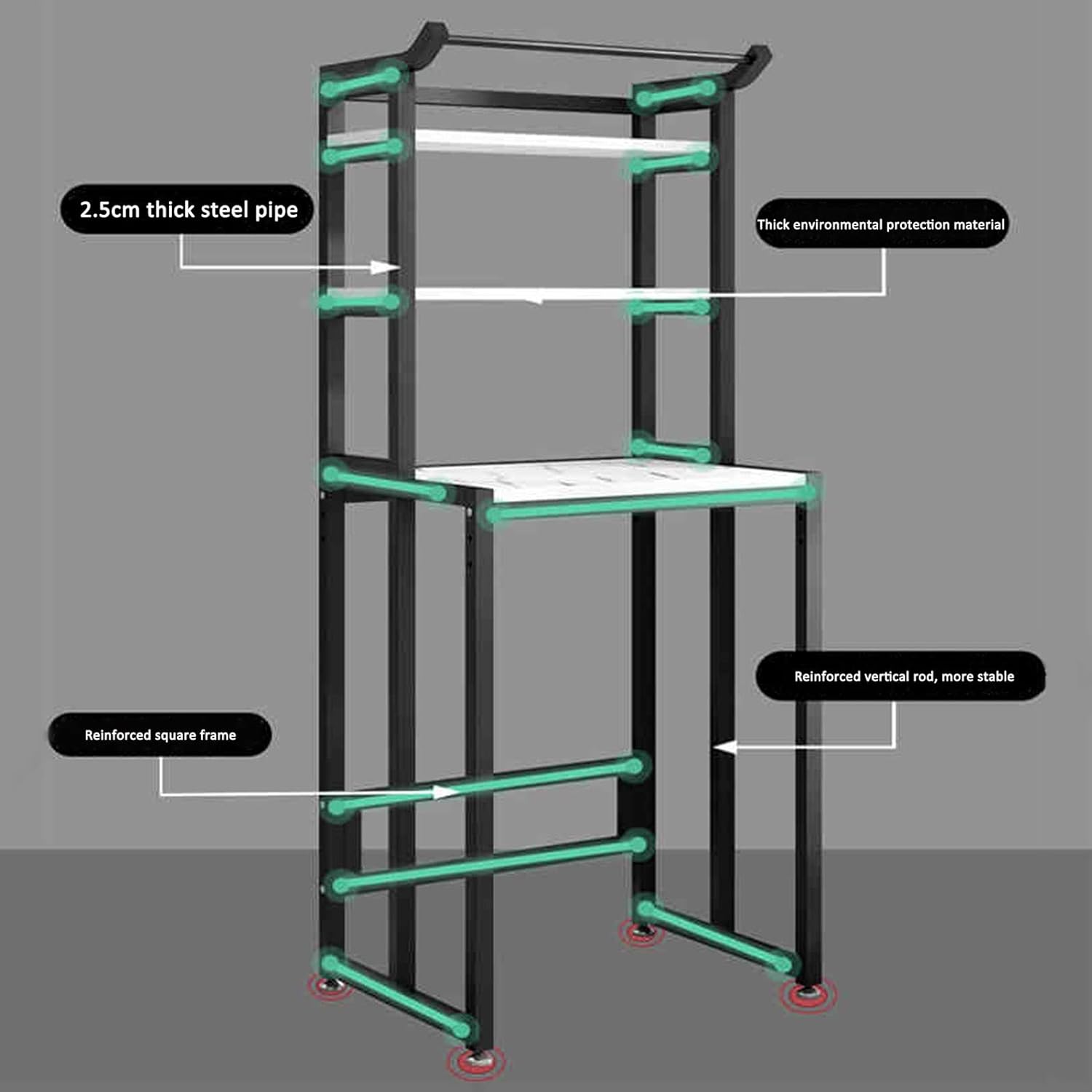 Bathroom Storage Shelves,Washer Storage Frames Floor Standing for Over Toilet,Thickened Steel Tubeng and Durable,Stable and Not Shaking The Multi-Layer Washinghine Shelf Bathroom/150Cm
