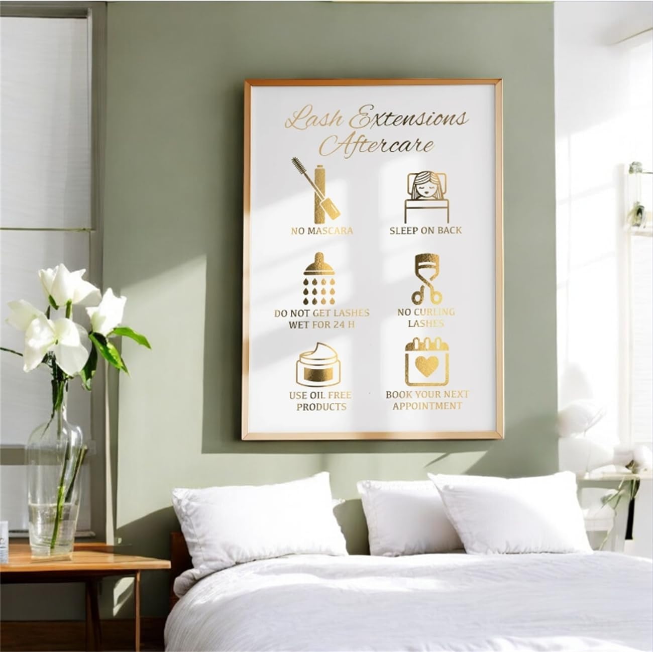 NATVVA Lash Aftercare Poster Wall Decor Lash Extensions Canvas Art Prints Painting Eyelashes Tech Picture Artwork Lash Salon Beauty Salon Decoration No Frame