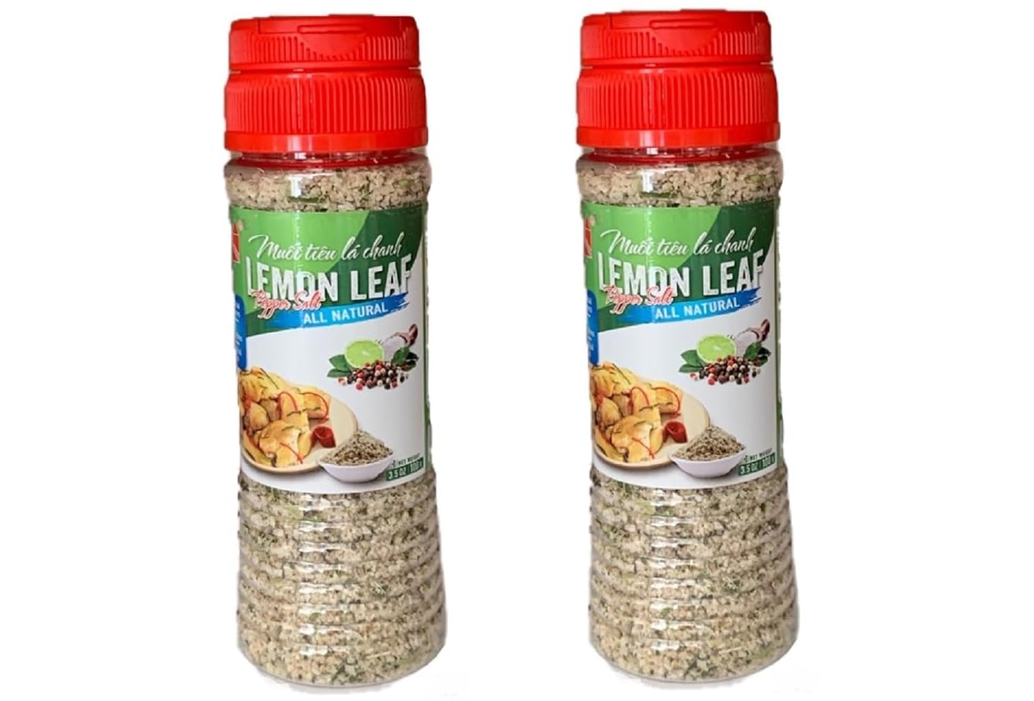 2 Packs - Lemon Leaf Pepper Salt All Natural - Muoi Tieu La Chanh - 3.5 Oz