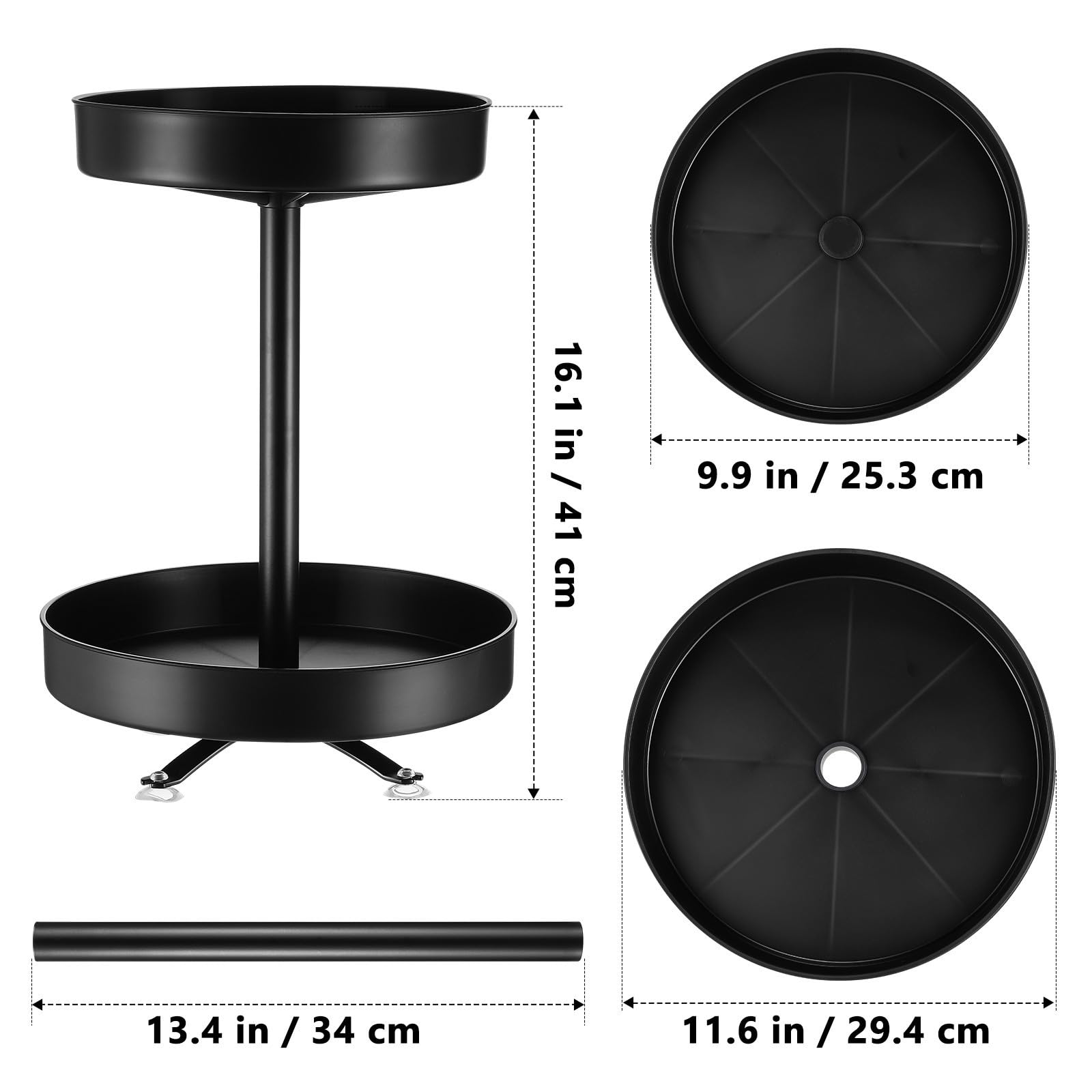 Estante Giratorio Bordes Elevados Organizador de Plástico y Acero Inoxidable y Diseño Giratorio para Especias y Condimentos de Cocina para Barra y Hotel