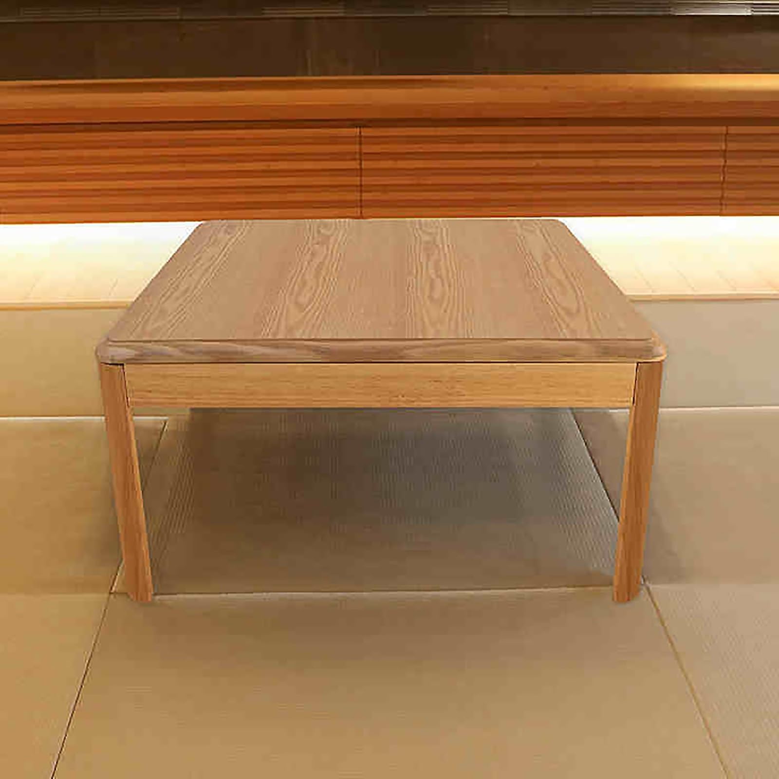 Dieser Tisch mit Heizung aus natürlichem Holzmaterial, beheizter Tatami-Tisch mit Fußwärmer, quadratische Tischplatte, Schlichtes Design für die Küche zu Hause (gelb)