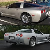 Vista 7 de Kit de lentes ahumadas negras con luz LED roja completa compatible con Chevrolet Corvette C5 1997-2004 Reemplazar OEM parachoques trasero lateral