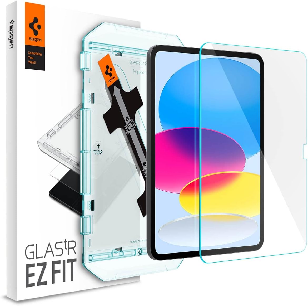 Spigen Tempered Glass Screen Protector [GlasTR EZ Fit] designed for iPad 10th Generation 10.9 inch (2022) with Auto Align kit [Case Friendly]