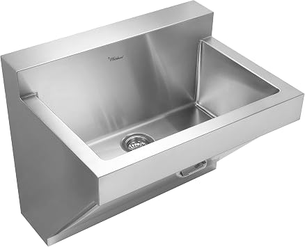 Whitehaus WHNC3022W-BSS NoahS Collection 30-Inch Commercial Wall Hung Laundry-Scrub Sink, Brushed Stainless Steel