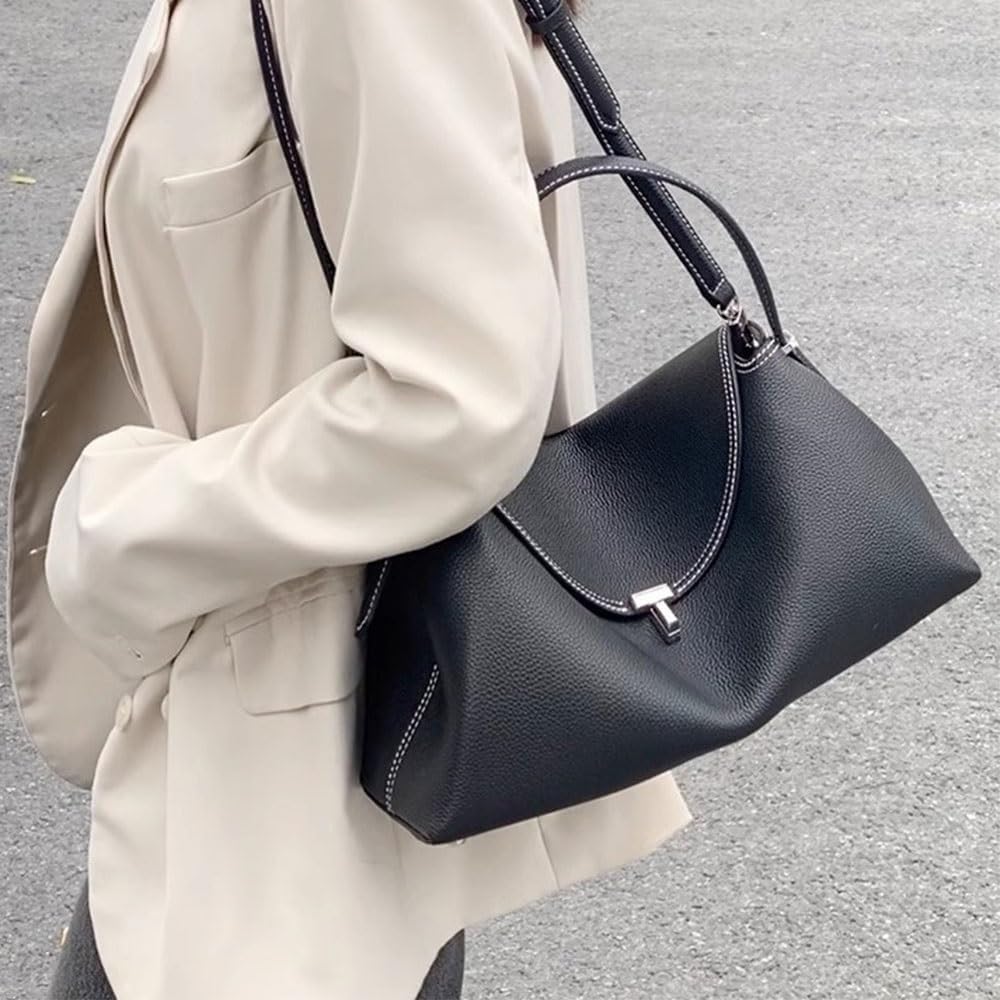 Genuine Leather Handbags for Women,Large Commuting Tote Bags with Removable Shoulder Strap,Shoulder Bag Purse for Work - Image 3