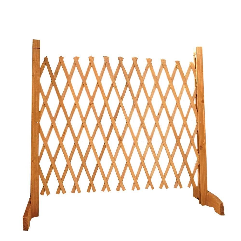 Mobile Movable Fence - Solid Wood Expanding Fence, Fold-able Flat Bottom Support， Lightweight Plant Screen, Gardeners & Pet Owners Decorative Fence, For Home Yard Garden Plant Climb(Wood color)