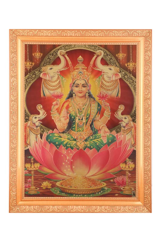Acheter cadre Lakshmi Maa photo dorée 28 x 36 cm décoration Inde spirituelle
