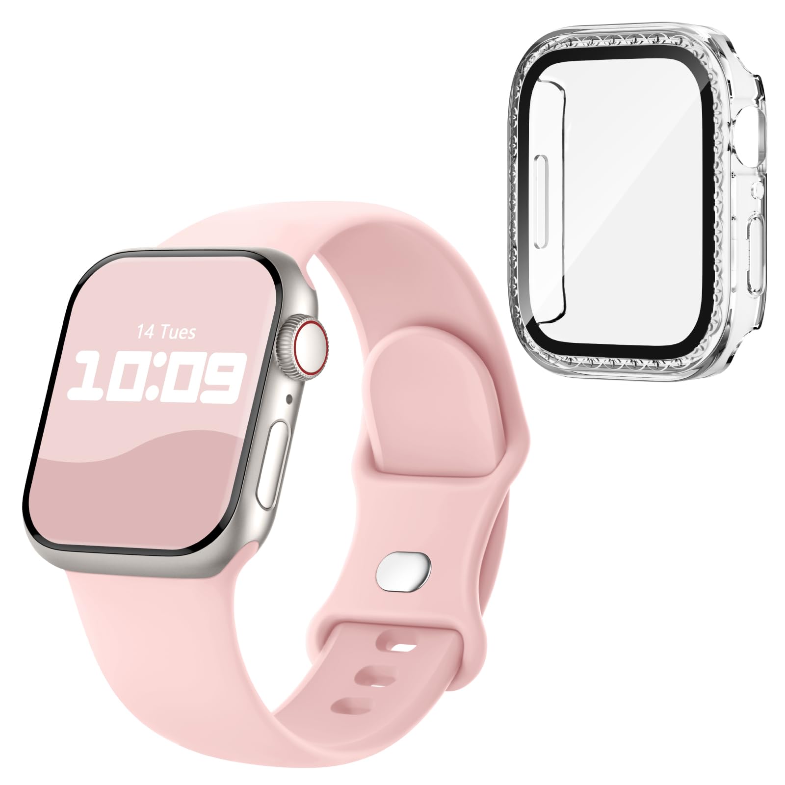 Adorique 3-in-1 Compatible for Apple Watch Band 40mm 41mm 42mm 44mm 45mm 46mm, Soft Silicone Sport Strap for iWatch Series SE 10 9 8 7 6 5 4 3