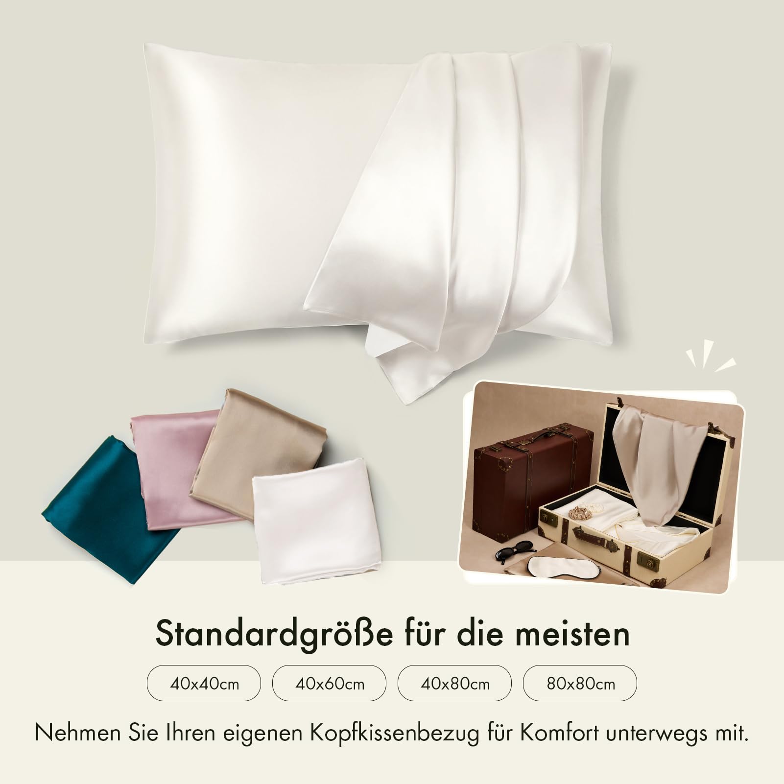 LILYSILK 25 Momme zijden hoofdkussensloop, kussensloop met hotelsluiting, 1 stuk, 100% hoogwaardige moerbeizijde, 40 x 80 cm, oudroze
