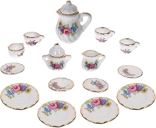 Toddmomy Miniature Tea Sets Dollhouse Porcelain Tea Set 1 12 Scale Miniature Dollhouse Accessories Kitchen Miniature Decor for Doll Toy Supplies