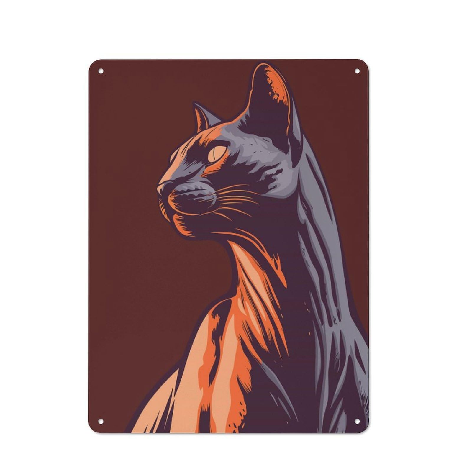 Junmoney Elegant Cat Portrait Tin Wall Plaque 40X30cm With For Home Office Or Studio, Gift Idea At Christmas For Creative Workspace Decorators