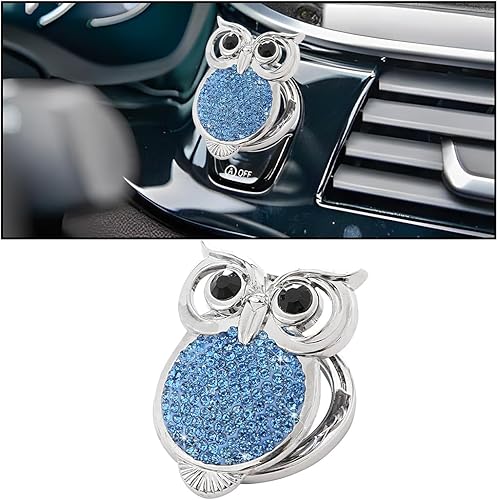 AUCELI Bling Owl - Cubierta para botón de arranque y parada del motor de automóvil, calcomanía protectora de diamantes de imitación para botón de