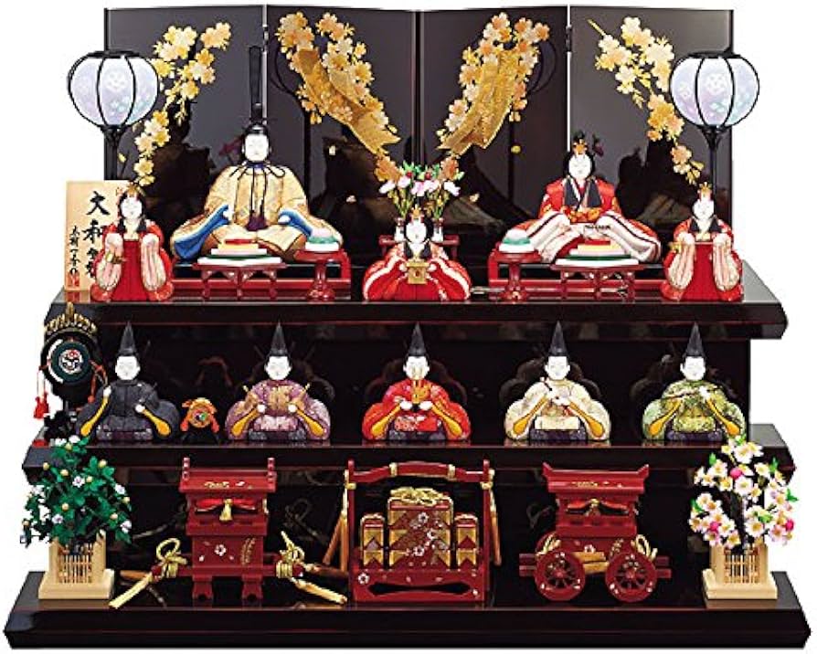 Amazon | 雛人形 木目込 一秀 ひな人形 木目込み 十人飾り 10人 3段 三
