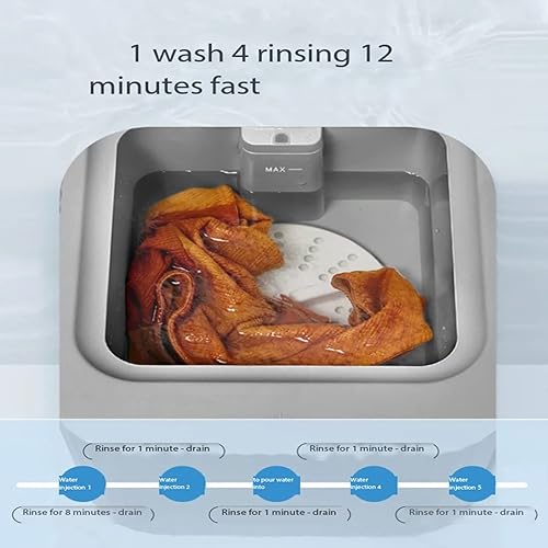 Miniatura 5 de Mini lavadora, 10W Pulsador Totalmente Automático Hogar Pequeña Lavadora, 0.4 lbs Adecuado para Ropa Interior, Calcetines