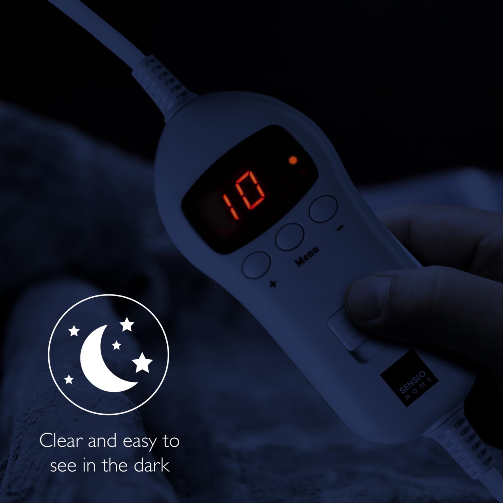 SENSIOHOME Szary, luksusowy elektryczny koc grzewczy, flanelowy polar z efektem pluszowego wnętrza, można prać w pralce, cyfrowy pilot zdalnego sterowania z 10 poziomami ciepła i timerem
