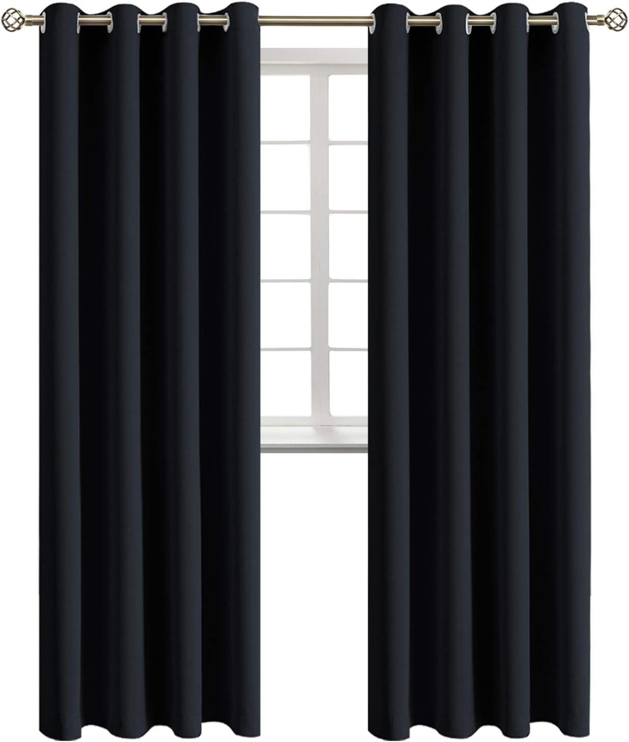 BGment Blackout Curtains - Grommet Thermal Insulated Room Darkening Bedroom and Living Room Curtains, Set of 2 Panels (52 x 120 Inch, Black)