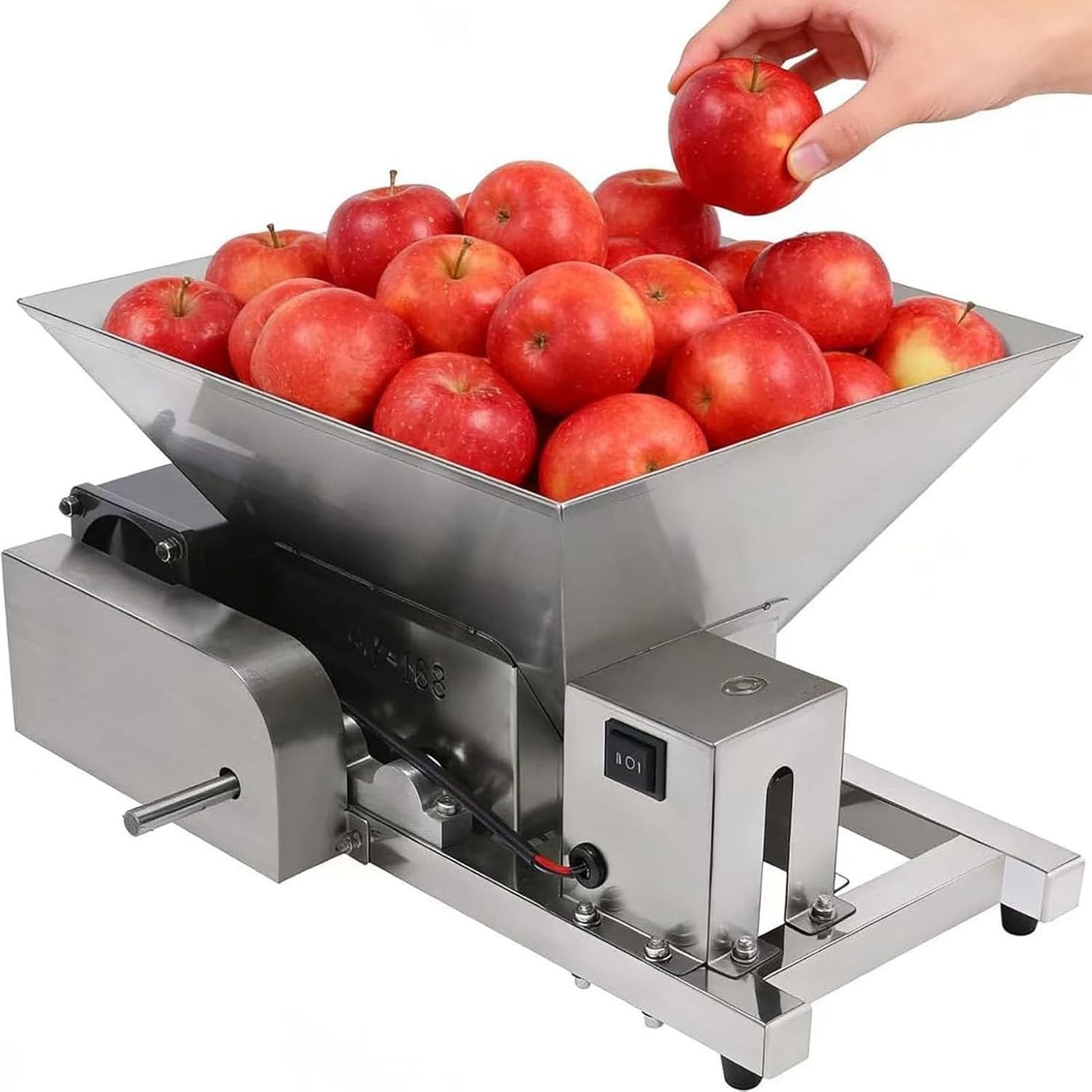 Schiaccia Uva Acciaio Inox con Tramoggia 4L, Grind 20kg/h per Vino, Pane,