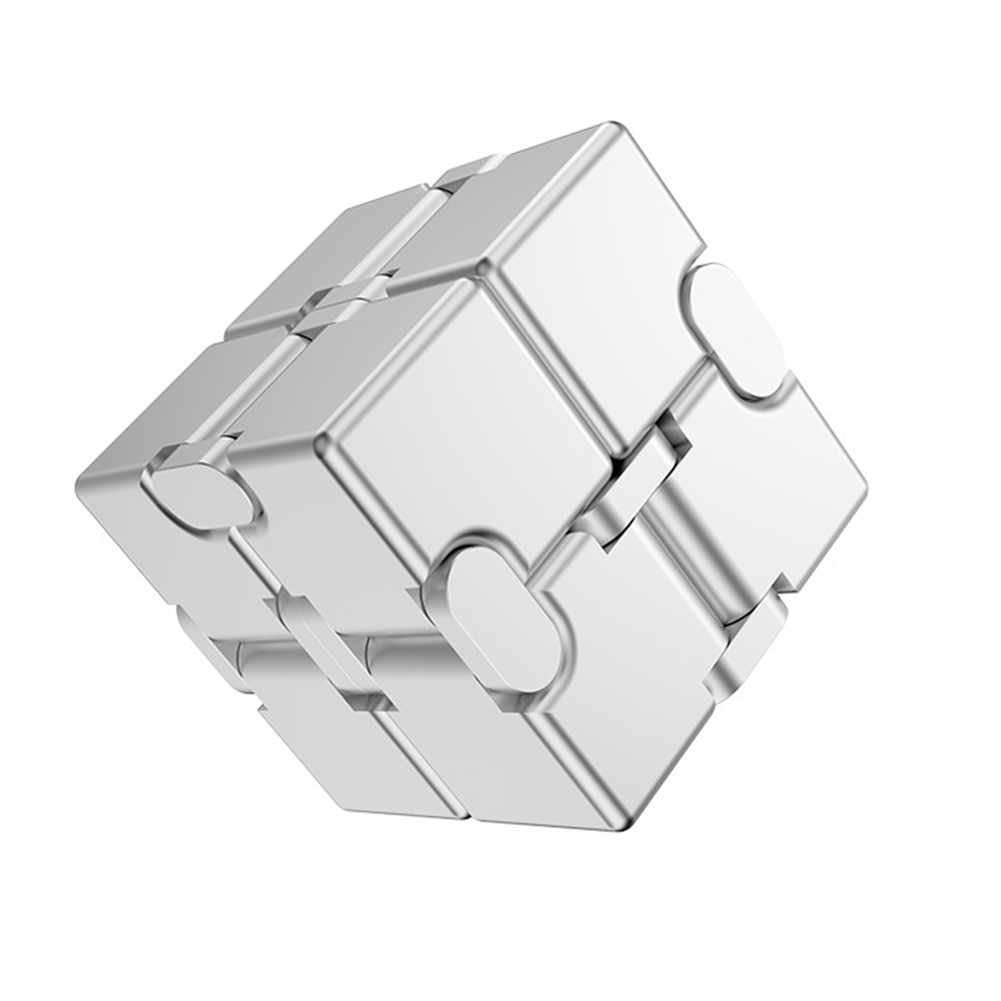 Infinity Cube, Magic Cube, 3D Puzzle, Infinity Fidget Cube, Game for Adults, Sturdy, Heavy, Stress-Relief Toy, Portable (Reinforced Version, Silver) - Enhanced Silver