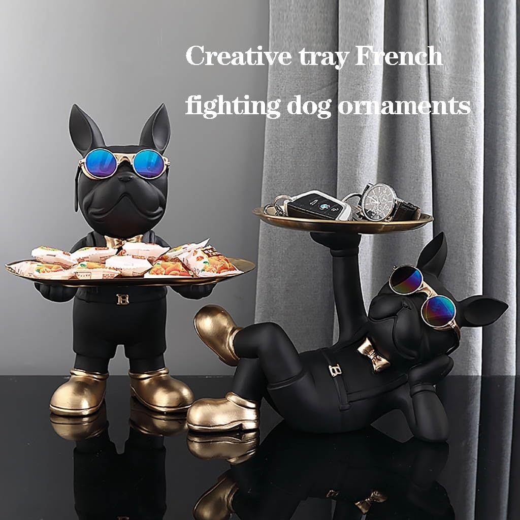 Vassoio portachiavi in resina a forma di bulldog, organizer per decorazione d'ingresso, per gioielli e accessori, per gli amanti dei bulldog