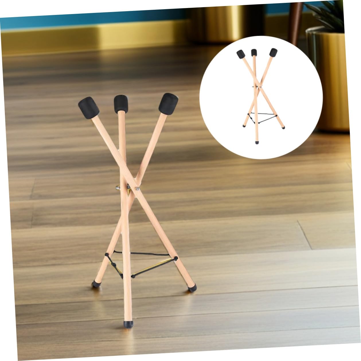Supporto per Tamburo Lingua in Legno Struttura a Treppiede, Antiscivolo e Regolabile per Esecuzioni Professionali, Studio e Yoga