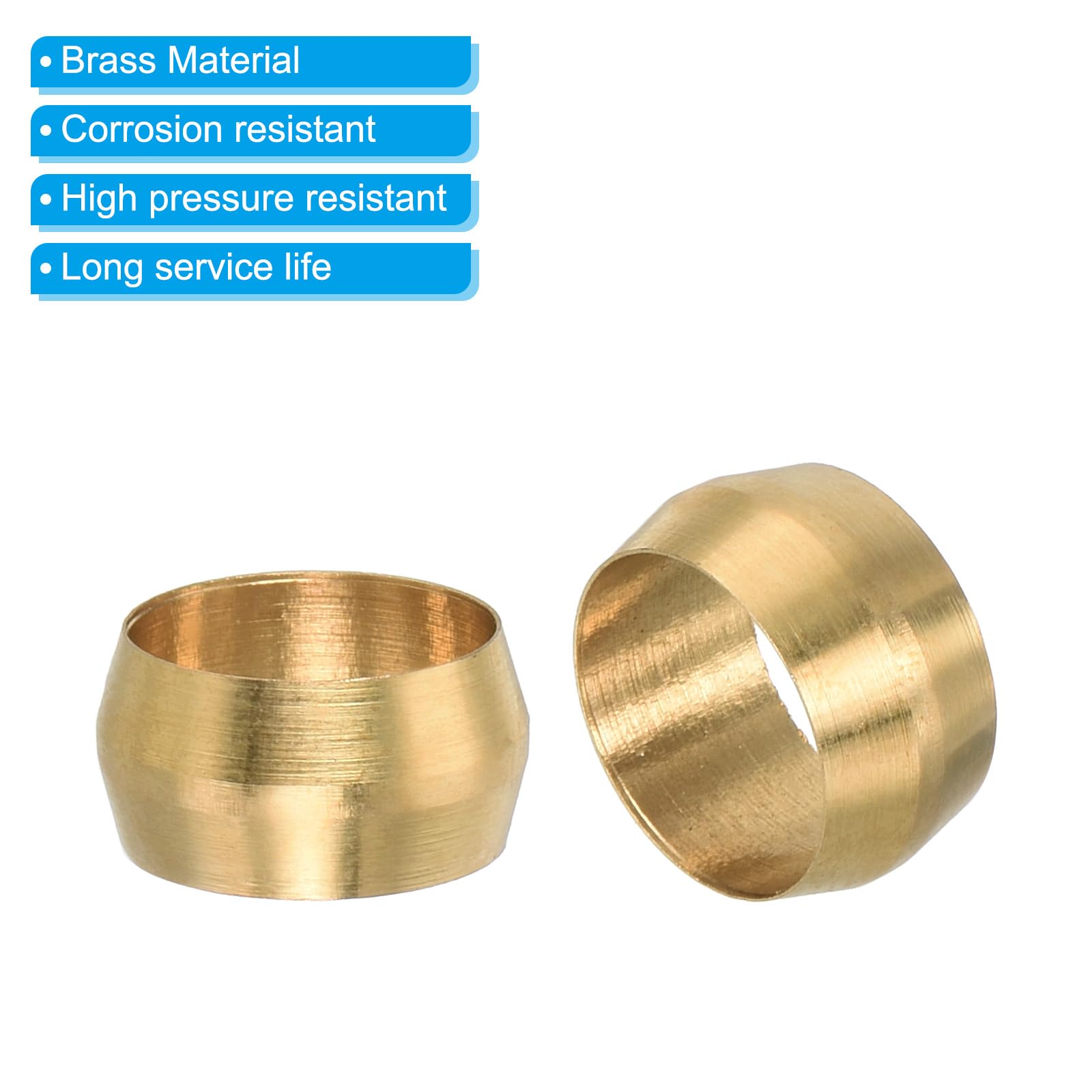 PATIKIL 3/8" ID Compression Sleeve Ferrules, 20 Pack Brass Sleeve Ferrules Compression Fitting Assortment Kit for Water Oil Air Pipe - Image 4