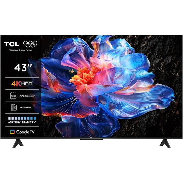 TCL Smart TV P6K LED 4K UHD HDR de 43 pulgadas | Google TV, 60Hz, HDR 10, procesador AiPQ, Dolby...
