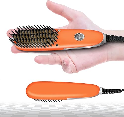 Uliova Mini peine alisador térmico de 7 pulgadas, pequeño y fácil de transportar, alisador de pelo, esencial para viajes (naranja)