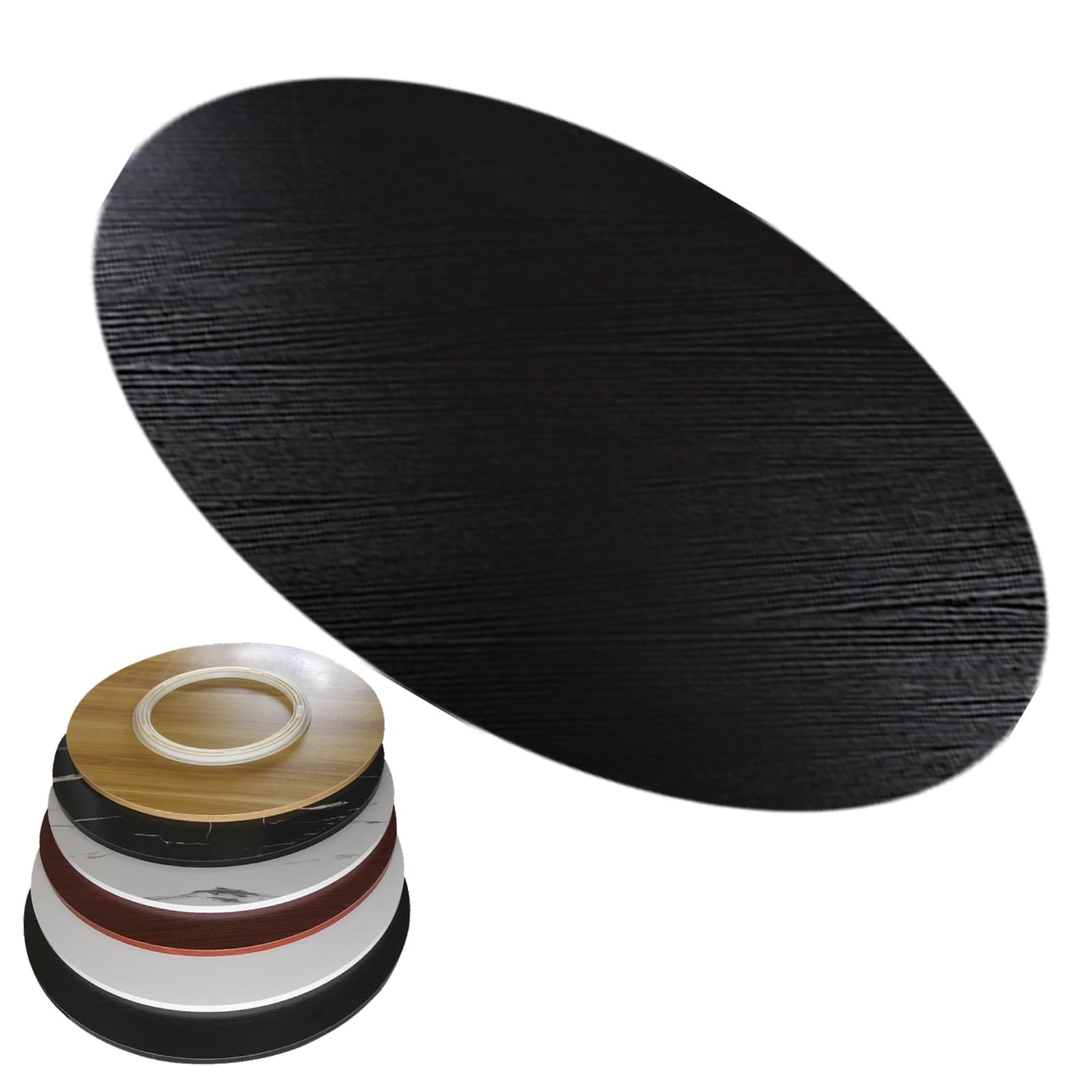 Cichy drewniany gramofon - 100 cm gładka obrotowa deska do serwowania na blat lodówka spiżarnia sera - elegancki czarny design idealny do rozrywki i nizacji
