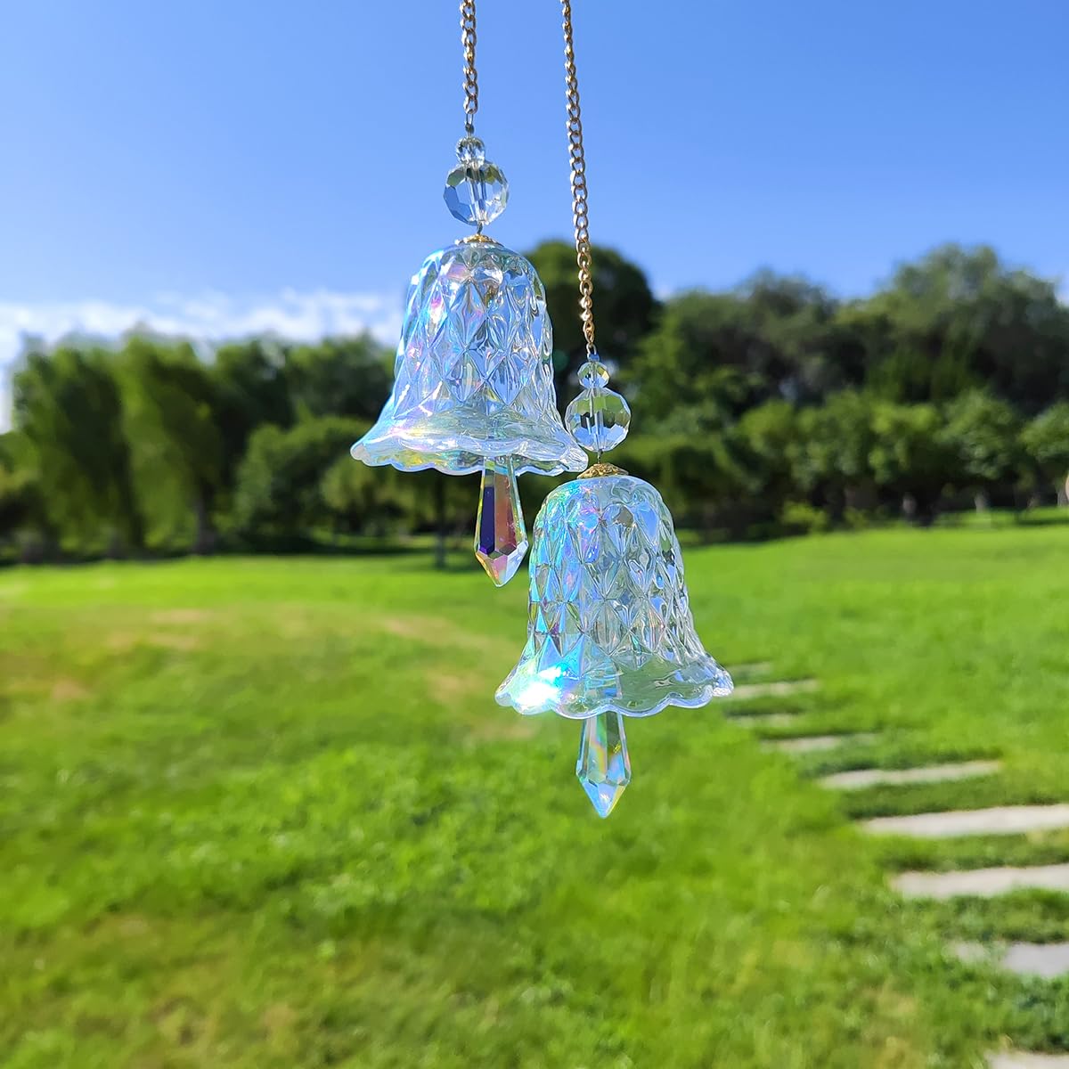 Tiardey Hanging Crystals Rainbow Wind Chime Pendant - Life Tree