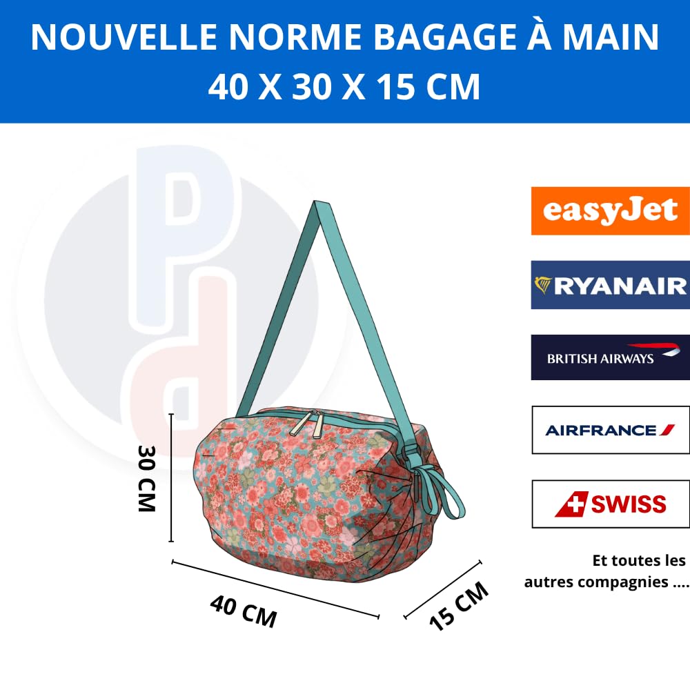 Sac à Dos Pliable & Voyage 40x30x15 – Bagage Cabine Avion Ryanair EasyJet – Sac 4 en 1 Modulable, Ultra Compact & Déperlant – Innovation Concours Lépine 2025 (Rose Bohème)