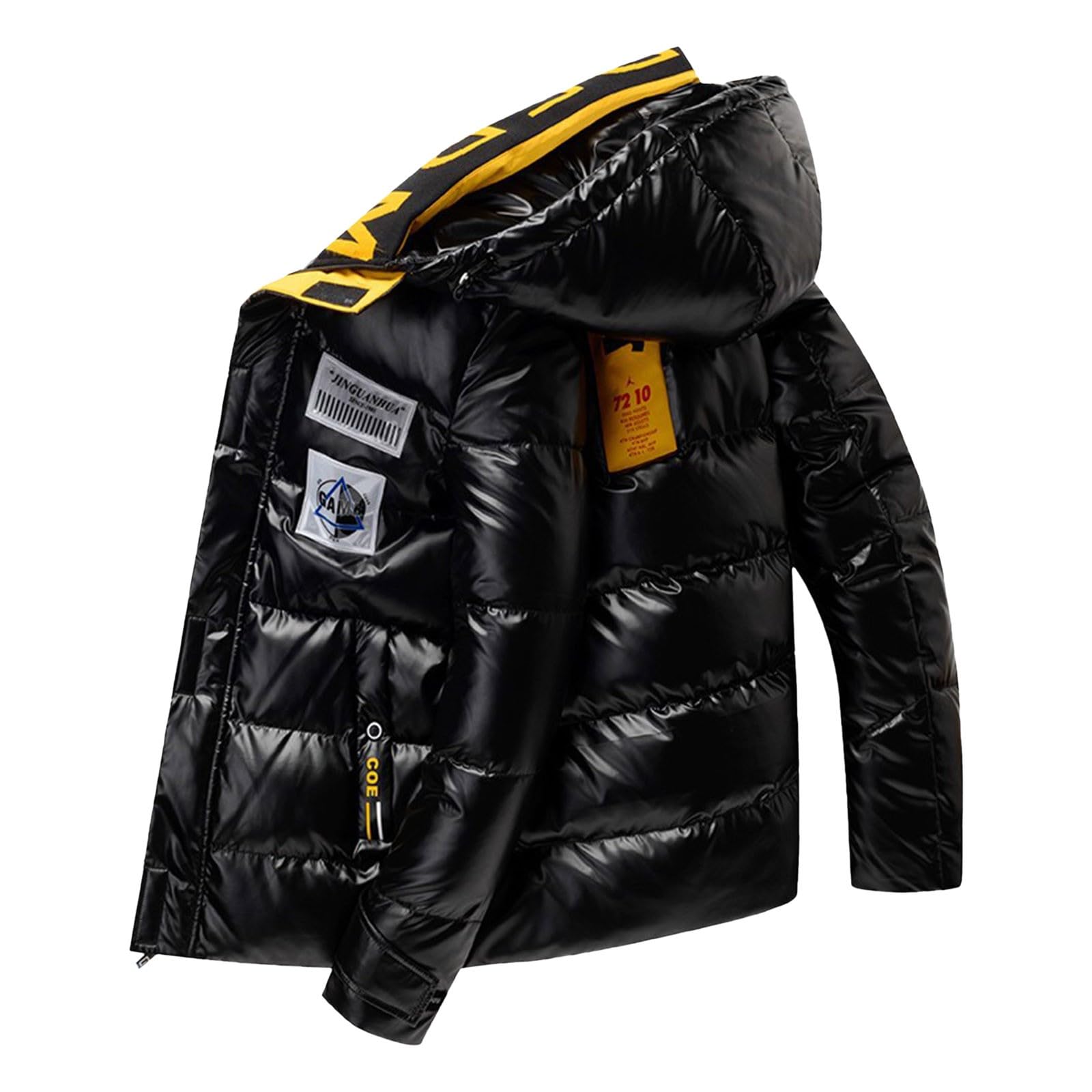 Genérico Abrigo Hombre Invierno,Invierno Plumon Chaqueta de Pluma Ultra Ligero Plumiferos CáLido Capucha Suelta algodón al libre Acolchada Ligera cremallera Casual outwear