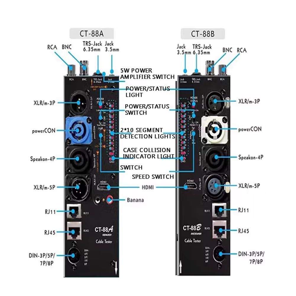Kabelprüfer CT-88 Separate XLR-Signallinienmesser -Kompatibel für Kabelprüfer